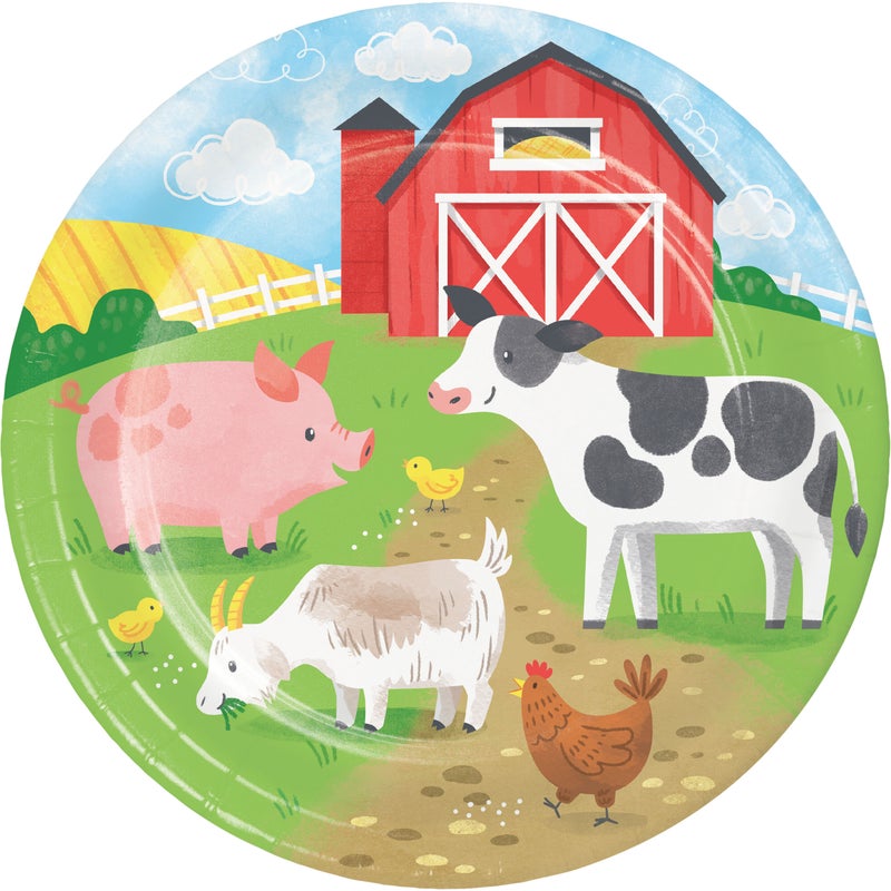 Farm Animals 9in Plates 8ct