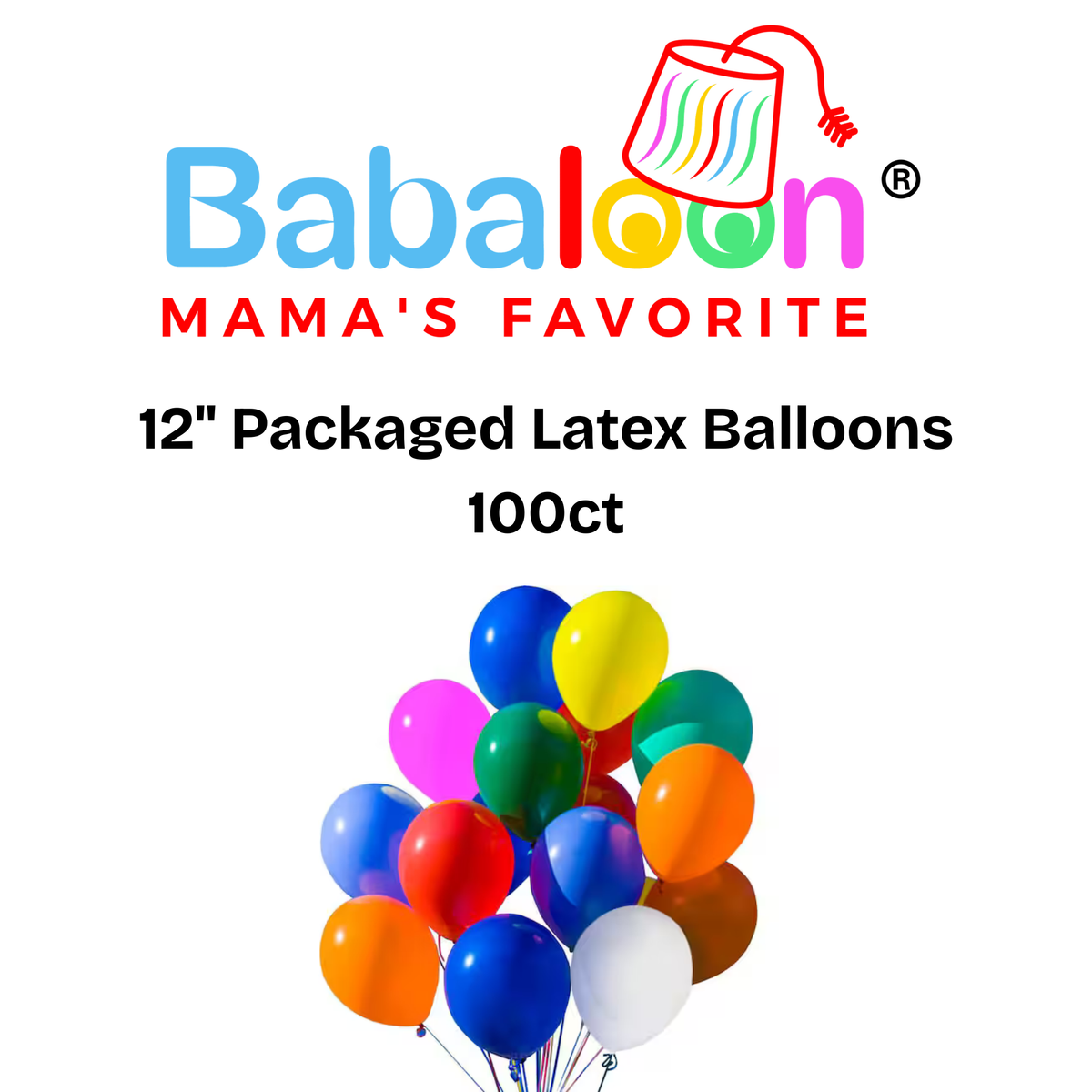 12" Packaged Latex Balloons 100ct - Not Inflated