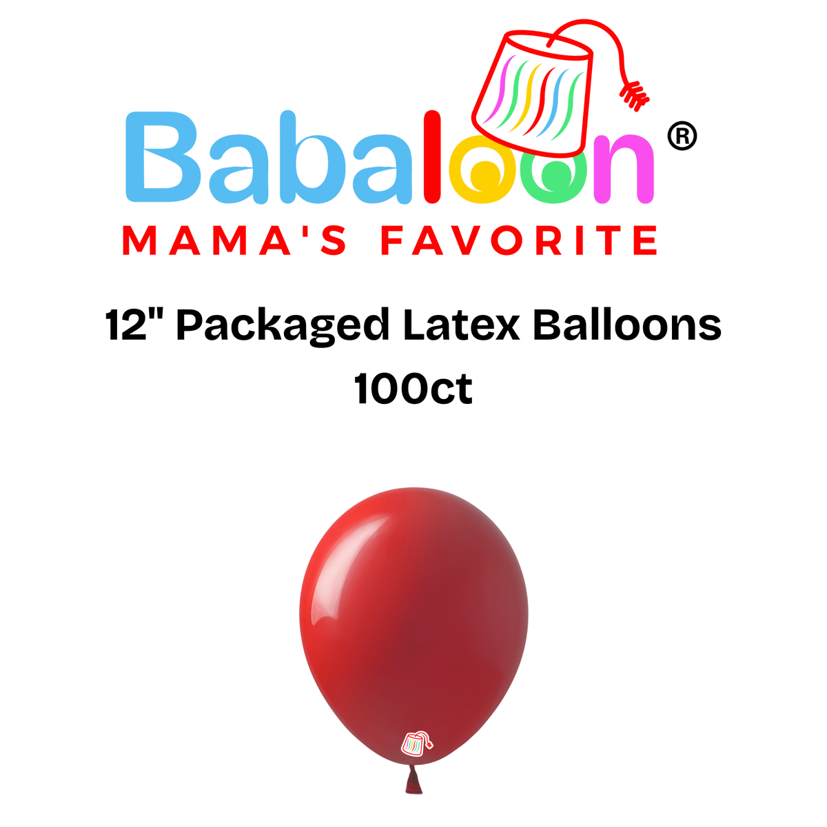 12" Packaged Latex Balloons 100ct - Not Inflated