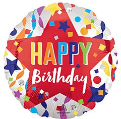 #287 Satin Star Birthday 18in Printed Mylar