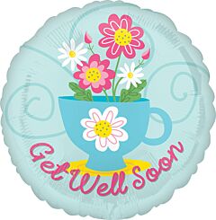 #524 Get Well Flower Pot 18in Printed Mylar