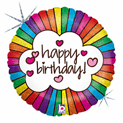 #321 Retro Rainbow Birthday 18in Printed Mylar