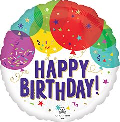 #315 Birthday Balloons 18in Printed Mylar