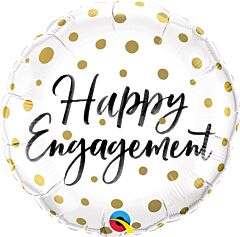 #562 Happy Engagement Gold Dots 18in Printed Mylar