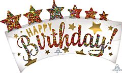 #034 Happy Birthday Glitter Banner 34in Supershape
