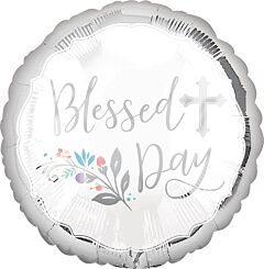#606 Blessed Day Silver Border 18in Printed Mylar