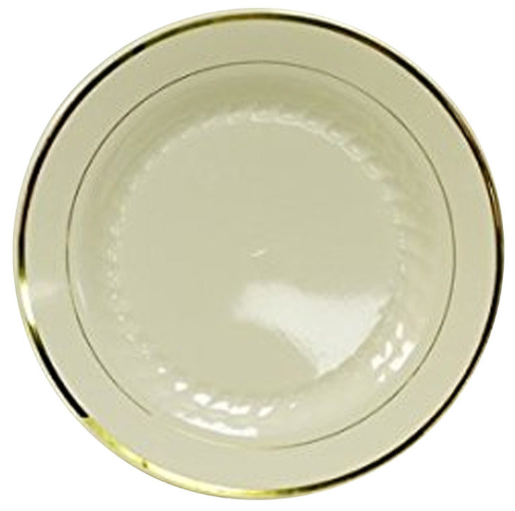 Regal Ivory Premium Plastic Plates with Gold Trim