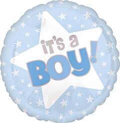 #598 It's A Boy Blue Star 18in Printed Mylar