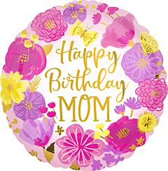 #347 Happy Birthday Mom 18in Printed Mylar