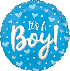 #599 It's A Boy Hearts 18in Printed Mylar