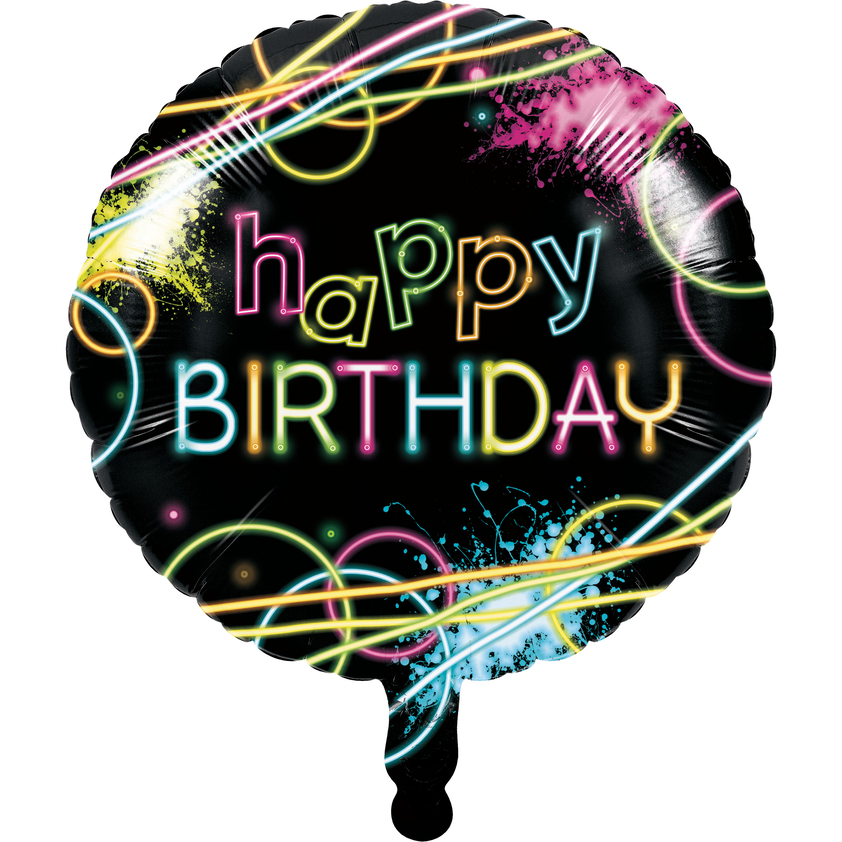 Glow Birthday 18in Printed Mylar