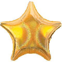 #623 Holographic Gold Star 18in Printed Mylar