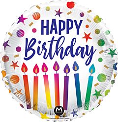 #293 Birthday Rainbow Candles 18in Printed Mylar