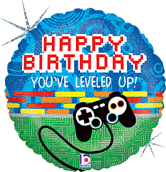 #305 Level Up Gamer Birthday 18in Printed Mylar
