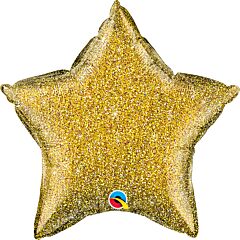 #694 Gold Glitter Star 18in Printed Mylar
