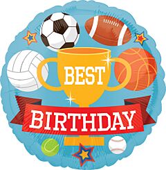 #299 Best Birthday Sports 18in Printed Mylar