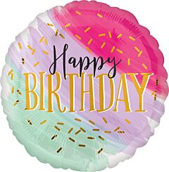 #330 Pastel Sprinkles Birthday 18in Printed Mylar