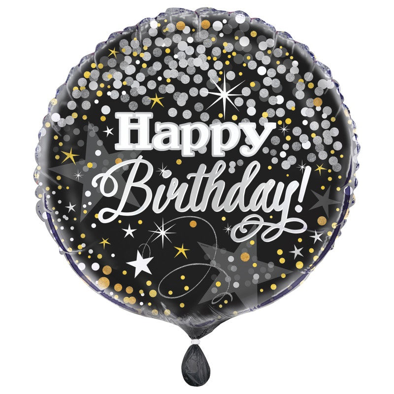 #346 Black & Silver Birthday 18in Printed Mylar