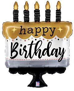 #053 Satin Metallic Birthday Cake 28in Supershape