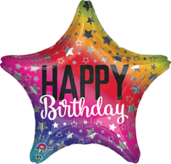 #327 Rainbow Star Birthday 18in Printed Mylar