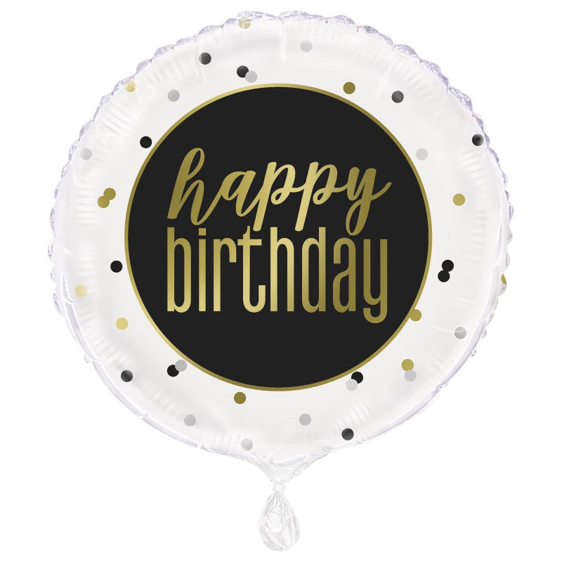 #331 Black & Gold Birthday 18in Printed Mylar