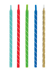 Bright Spiral Birthday Candles 5in - Assorted 12ct