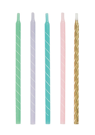 Pastel Spiral Birthday Candles 5in - Assorted 12ct