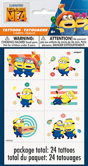 Despicable Me Tattoo Sheets 8ct