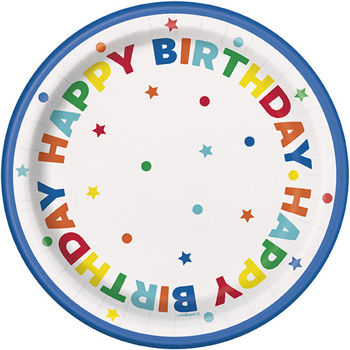 Dots & Stars Birthday Round 7in Dessert Plates 8ct
