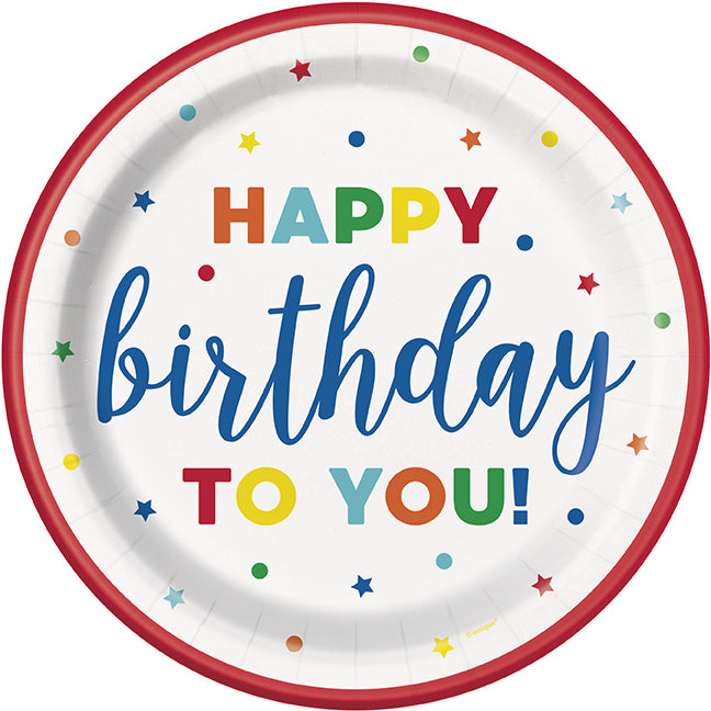 Dots & Stars Birthday Round 9in Dinner Plates 8ct