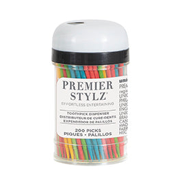 Toothpick Dispenser with 200 Assorted Color Toothpicks