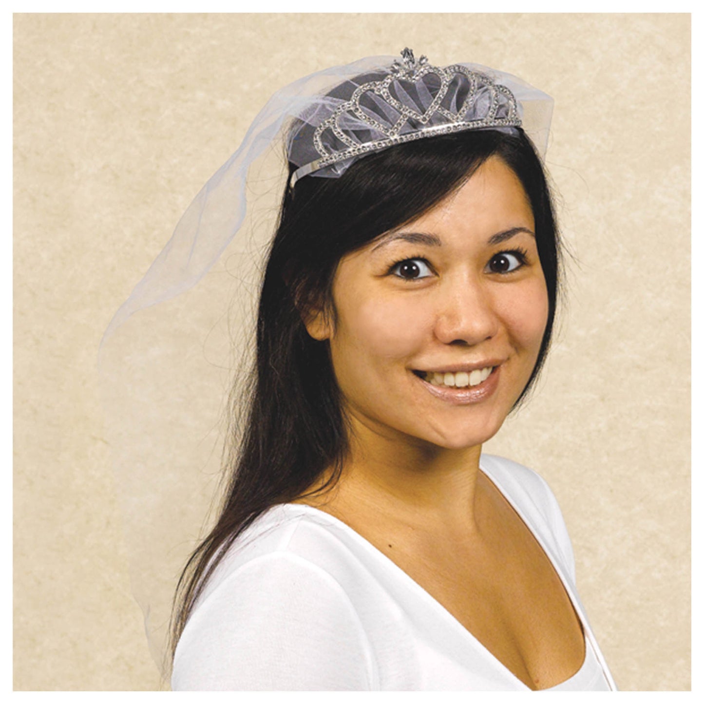 Rhinestone Tiara w/Combs & Veil