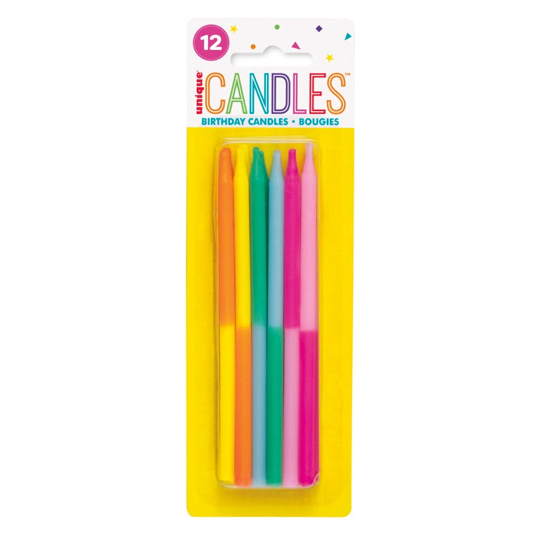 Assorted Two-Color 5in Birthday Candles 12ct