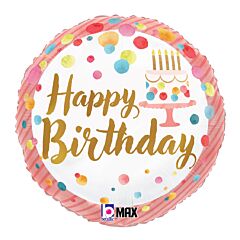 #318 Satin Pink Birthday Party 18in Printed Mylar