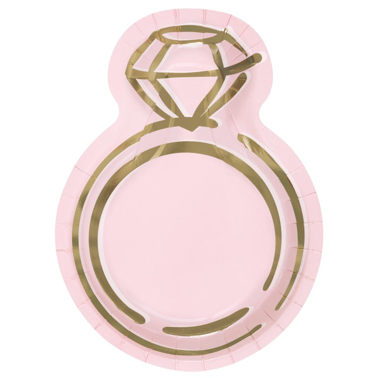 Pastel Pink Ring Shaped 9.25" Plates 8ct - Foil Stamping
