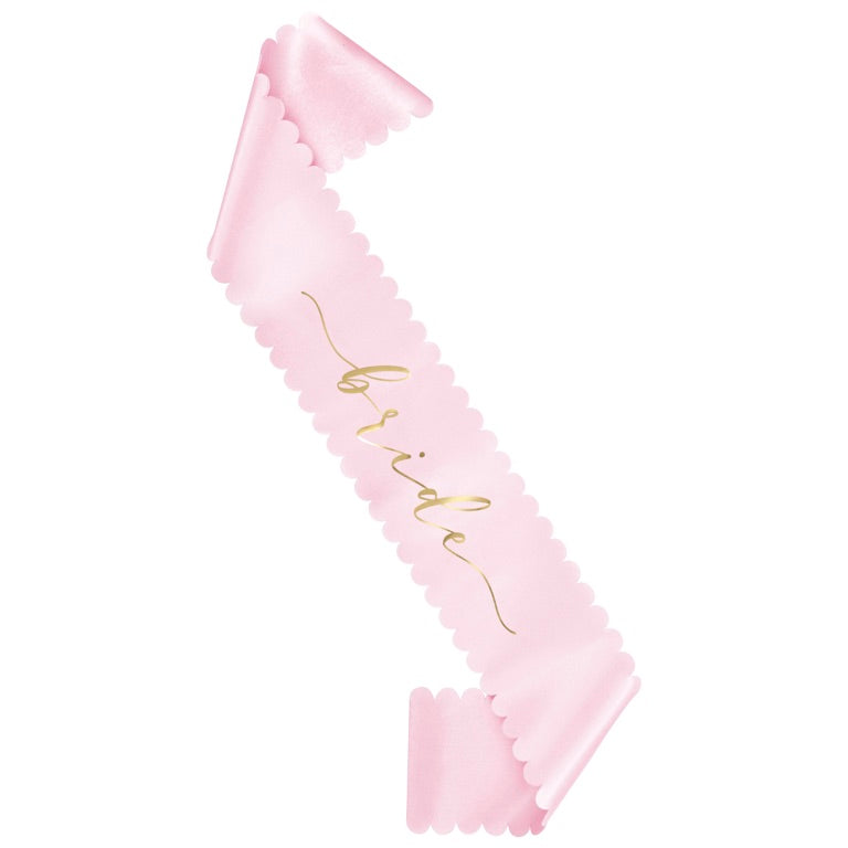 Pink and Gold Scalloped Edge "Bride" Bachelorette Party Sash