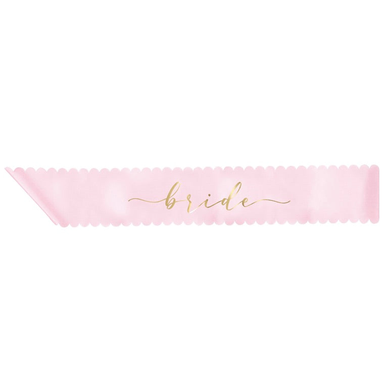 Pink and Gold Scalloped Edge "Bride" Bachelorette Party Sash