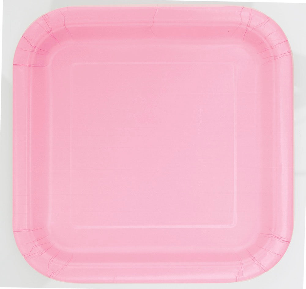 Light Pink Square 9in Dinner Plates 14ct