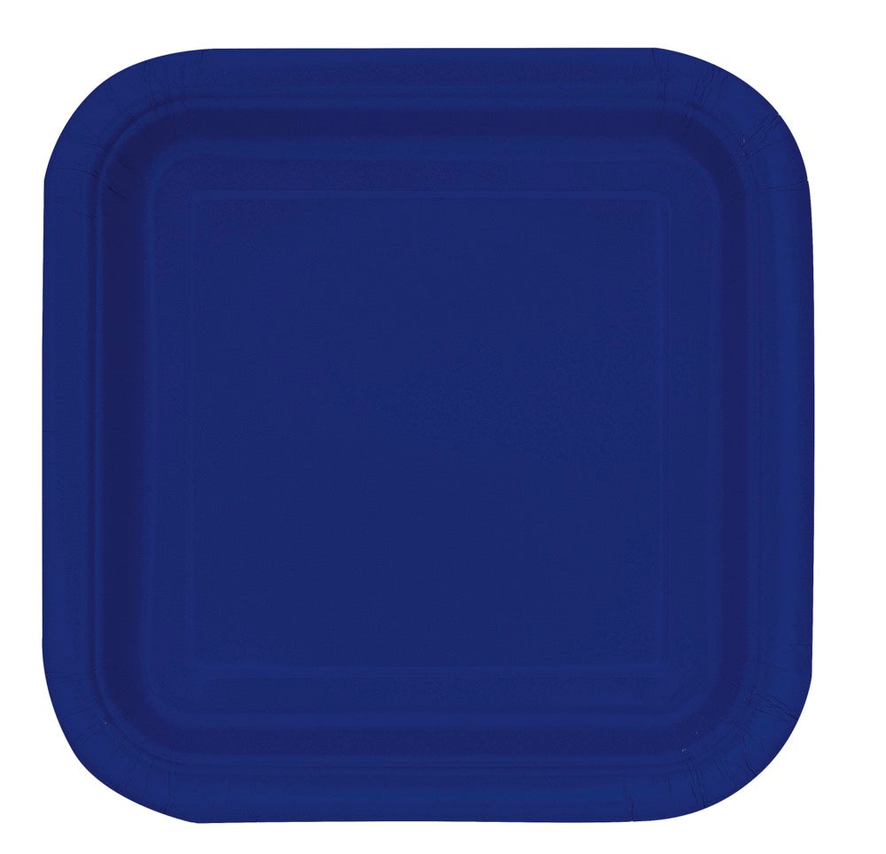 Navy Blue Square 9in Dinner Plates 14ct