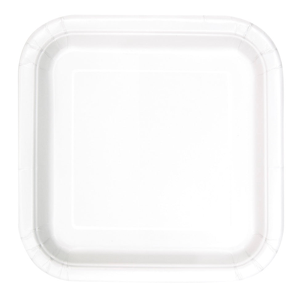 White Square 9in Dinner Plates 14ct