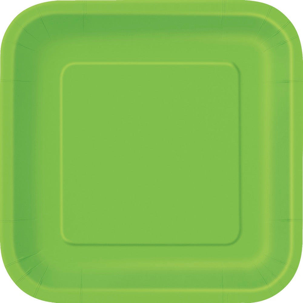 Lime Green Square 7in Dessert Plates 16ct