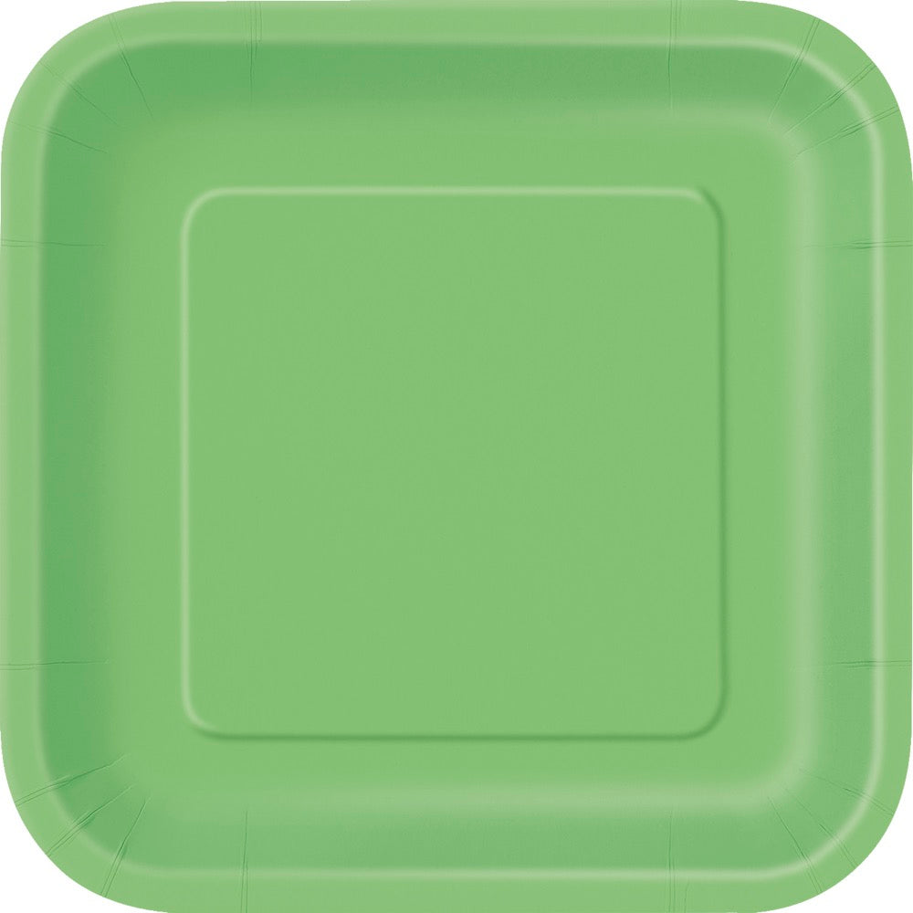 Lime Green Square 9in Dinner Plates 14ct