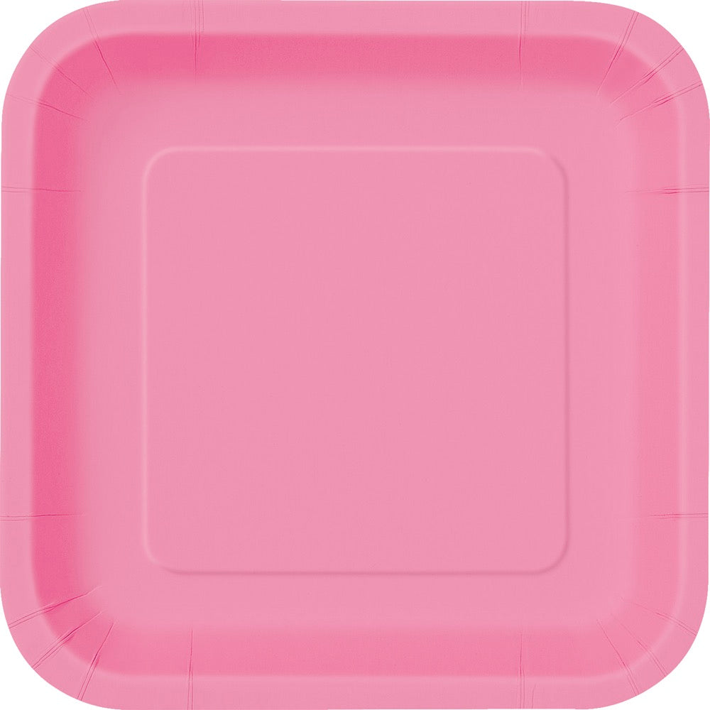 Hot Pink Square 9in Dinner Plates 14ct