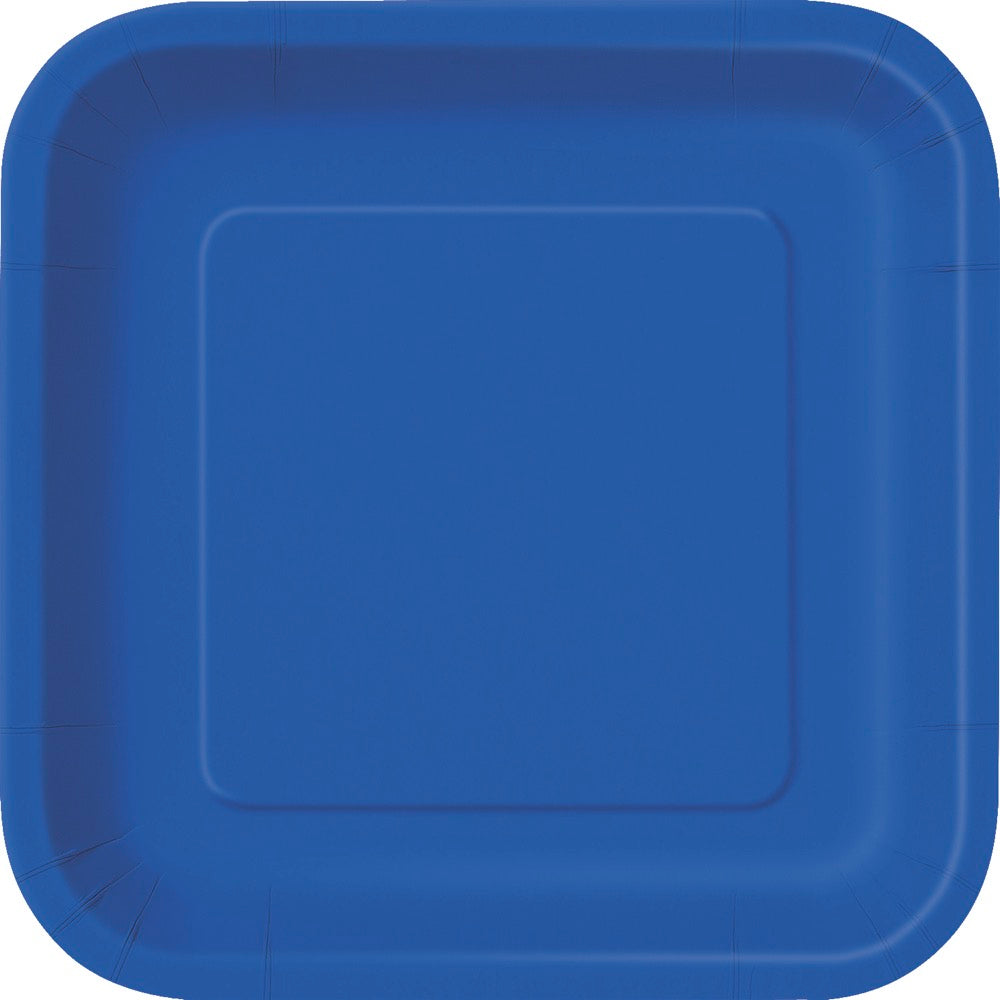 Royal Blue Square 9in Dinner Plates 14ct