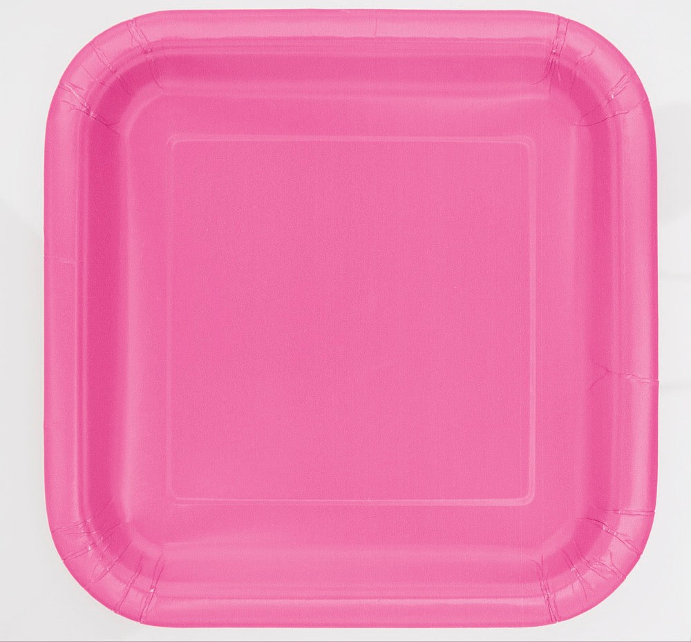 Hot Pink Square 7in Dessert Plates 16ct