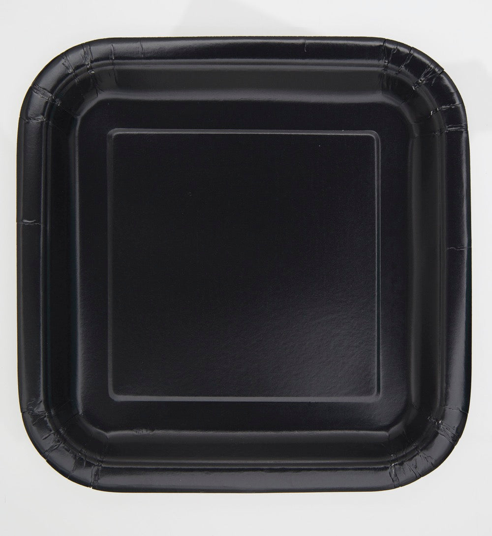 Black Square 7in Dessert Plates 16ct