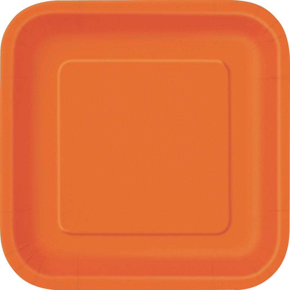 Orange Square 7in Dessert Plates 16ct