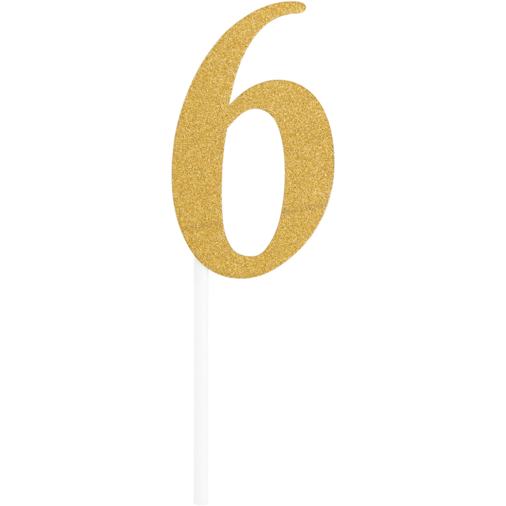 Gold Number Cake Topper 6in