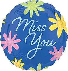 #508 Miss You Flowers 18in Printed Mylar