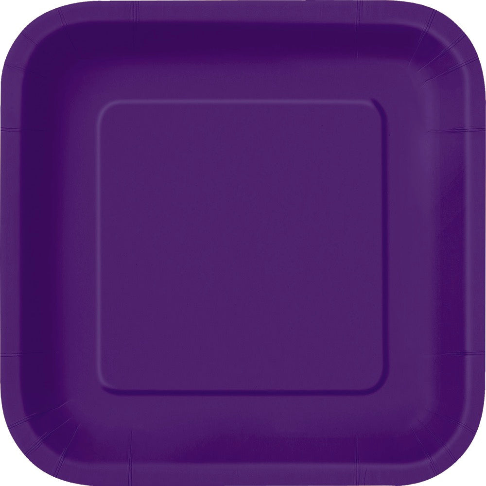 Deep Purple Square 9in Dinner Plates 14ct